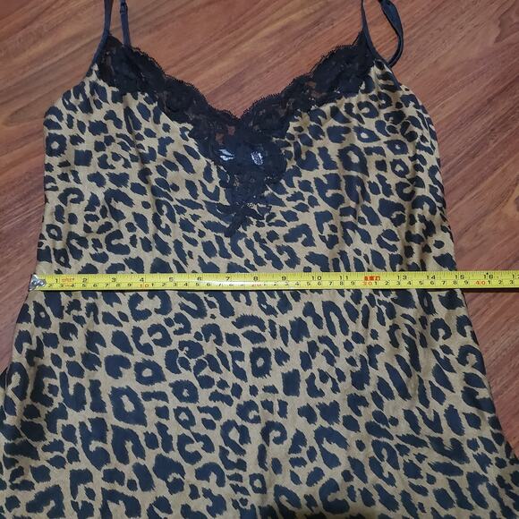 Victoria's Secret Vintage Leopard Print Silk Chemise Slip Black Lace Trim Medium - Picture 15 of 16